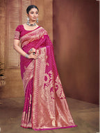 Sangam Prints Pink Silk Woven Work Traditional Saree