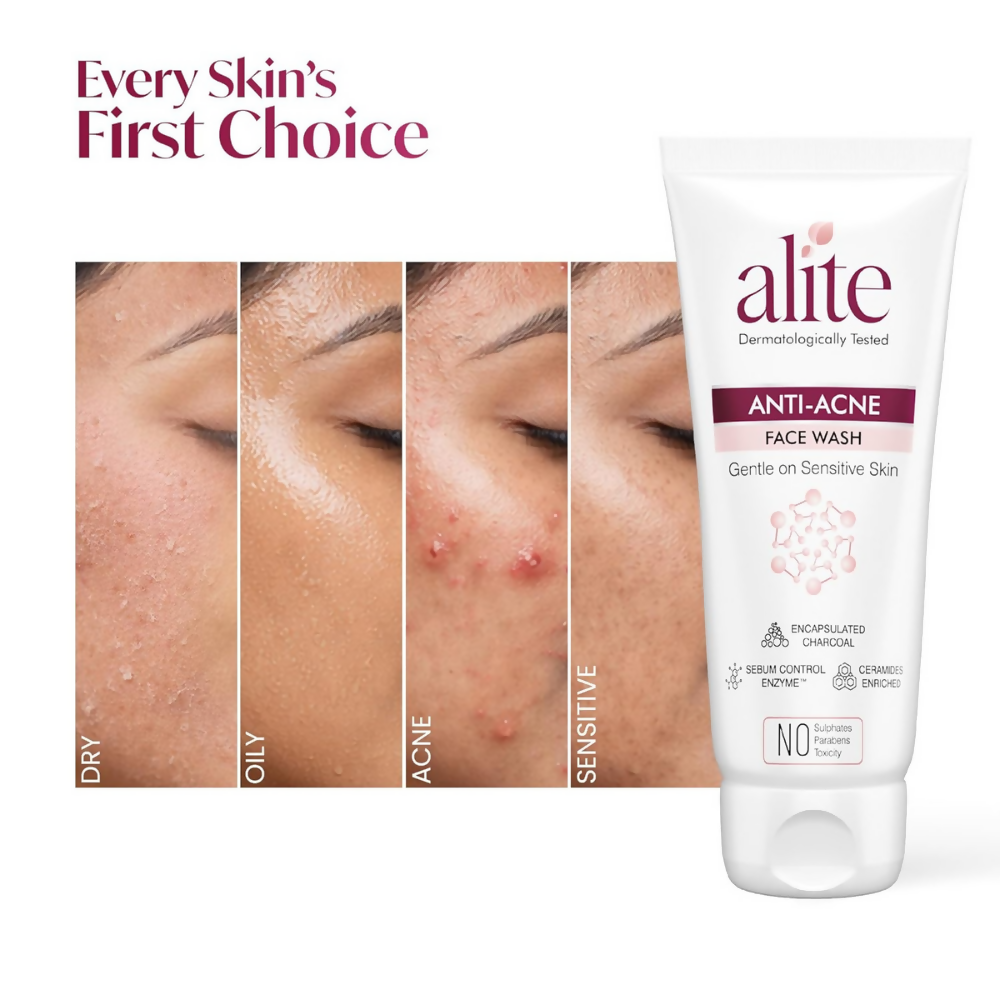 Alite Anti-Acne 5-in-1 Face Wash - Encapsulated Charcoal, Sebum Control Enzyme & Ceramides - Distacart