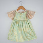 Pink Cow Fashions Gold & Green Printed Dress