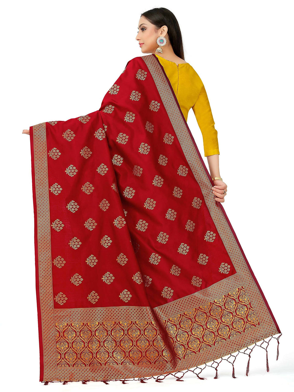 Mimosa Women's Banarasi Art Silk Floral Maroon Dupatta (Free Size) - Distacart