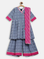Ahalyaa Multi Crepe Printed Kids Kurta Sharara Set With Dupatta For Girls