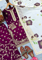 Teeya Creation Wine Fendy Silk Beads Work Designer Wedding Wear Salwar Suit - Distacart