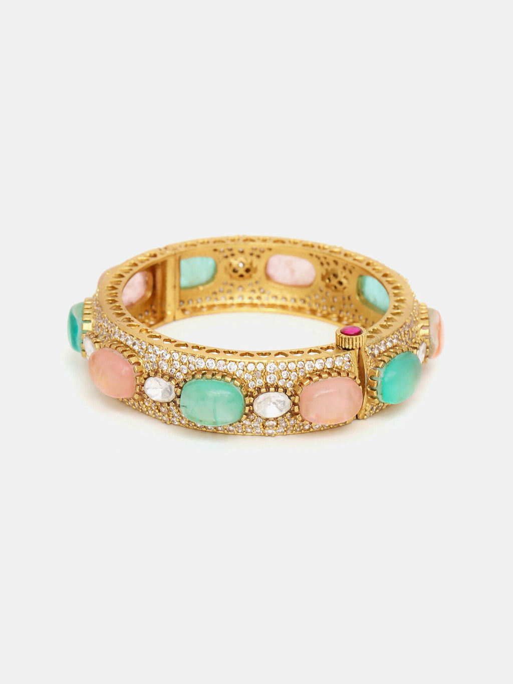 Ruby Raang 22k Gold Polished Multi Kundan Bracelet - Distacart