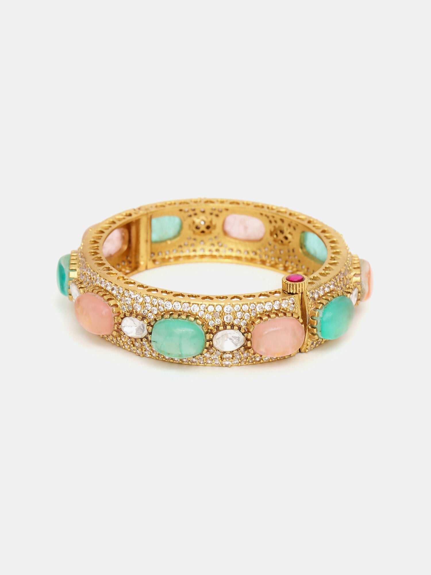 Ruby Raang 22k Gold Polished Multi Kundan Bracelet - Distacart