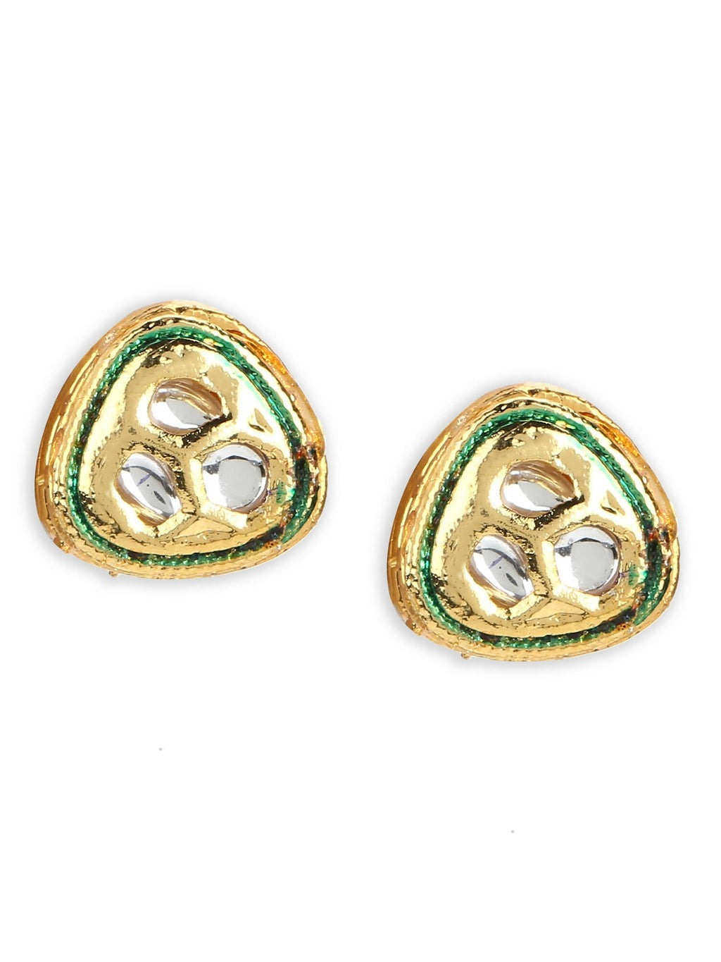 Gold-Toned Silver-Toned Contemporary Studs Earrings - Ruby Raang - Distacart