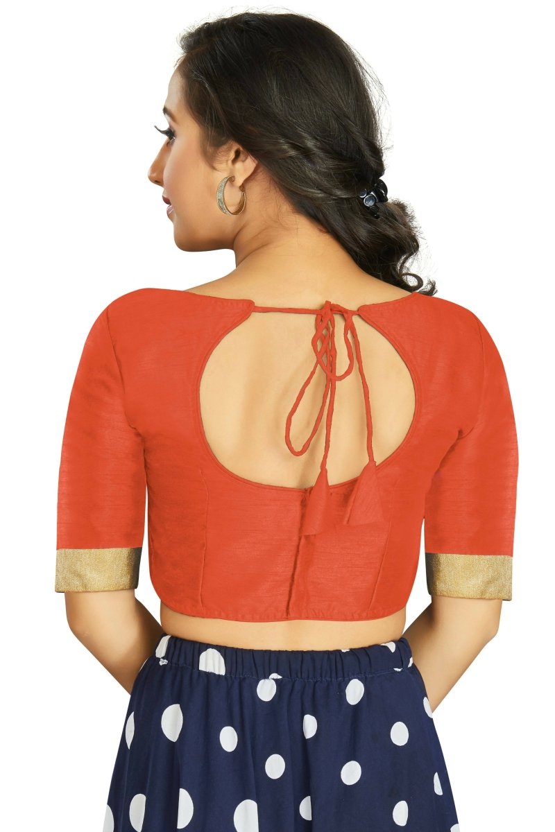 Aastha Fashion Women's Orange Art Silk Designer Traditional Readymade Blouse