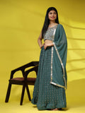 Green Georgette Embroidered Lehenga choli with Dupatta - Dhara