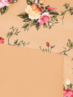 Janasya Peach-Coloured & Green Floral Printed Bell Sleeves Kurta - Distacart
