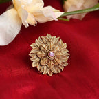 Mominos Fashion Joharkamal Gold-Polished Stone Studded Adjustable Finger Ring - Design 12