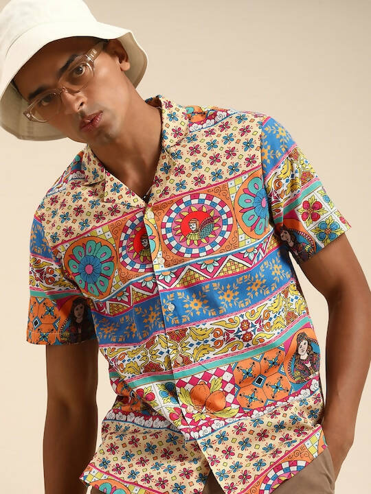 Multicoloured Relaxed Opaque Printed Casual Resort Shirt - Mahotsav