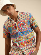 Multicoloured Relaxed Opaque Printed Casual Resort Shirt - Mahotsav