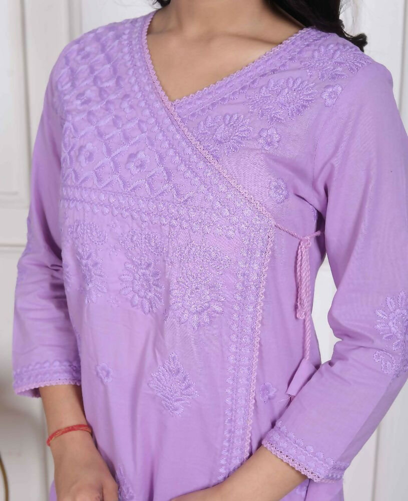 Miravan Womens Lavender Angrakha Kurta Set - Distacart