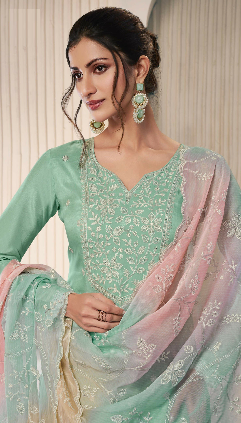 Anaita Mint Green Embroidered Silk Stitched Salwar Suit - Distacart