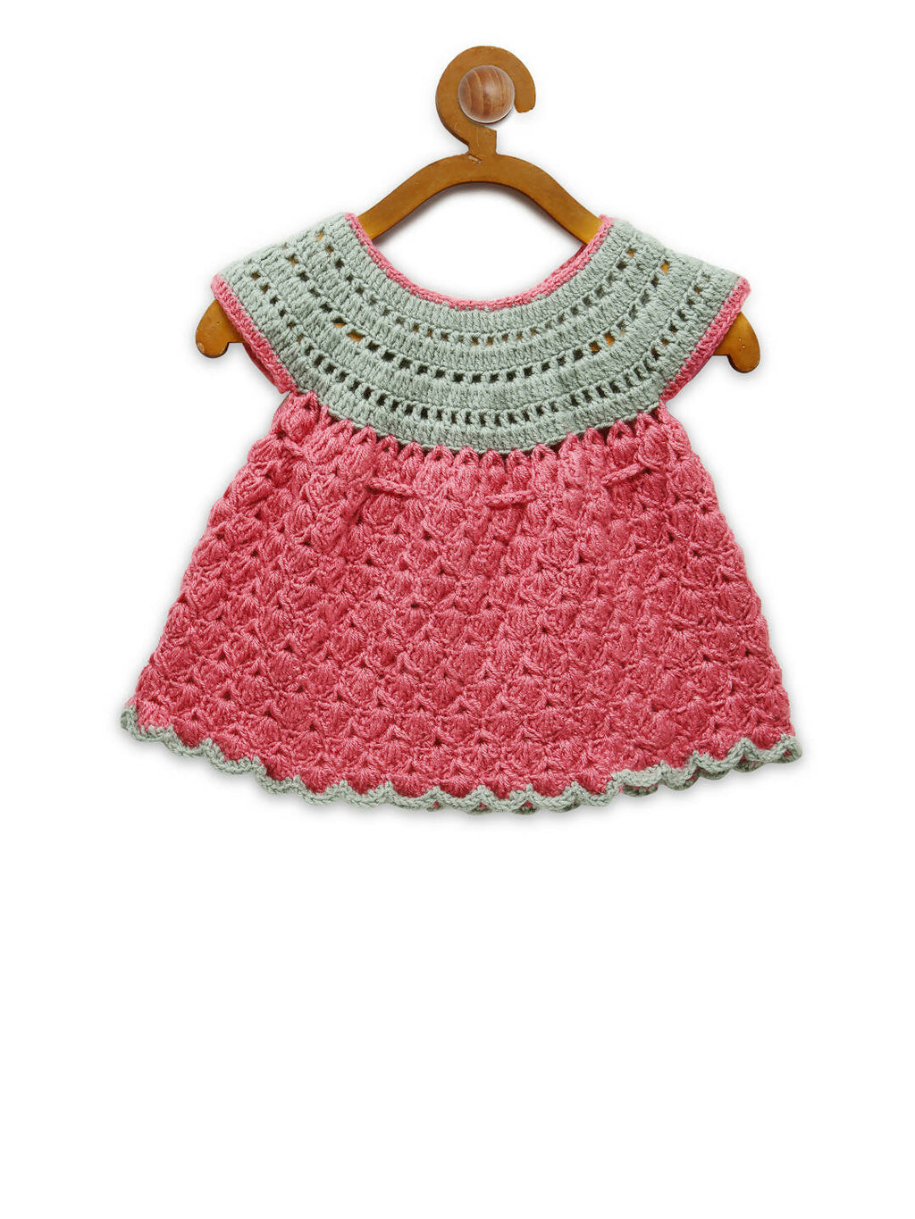Chutput Kids Pink Coloured Mermaid Design Solid Wool Frock