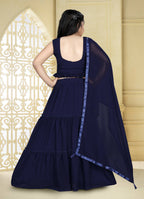 Wedding Designer Blue Georgette Kidswear Lehenga - Aaradhna