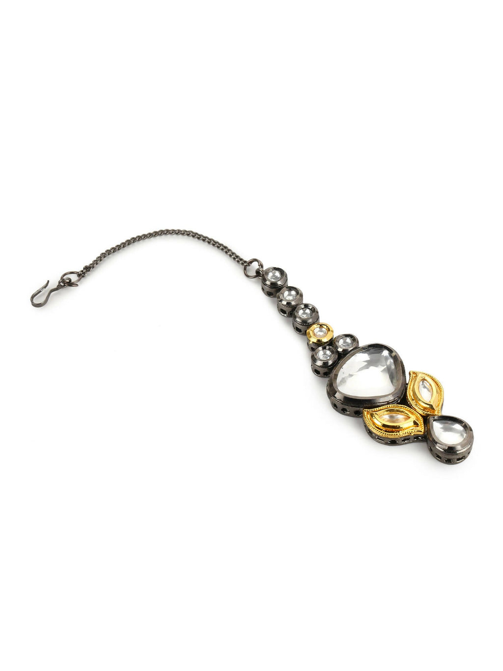 Gold-Plated White Kundan-Studded Maang Tikka - Ruby Raang - Distacart