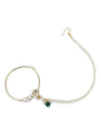 Gold-Plated White Green Kundan-Studded Pearl Beaded Nosepin - Ruby Raang - Distacart