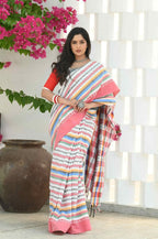 Beatitude Multicolor Cotton Handloom Saree