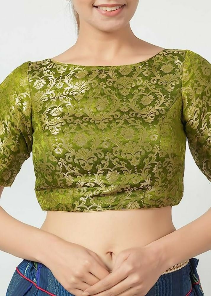Amodini Designer Studio Women's Banarsi Brocade Heena Green Blouse