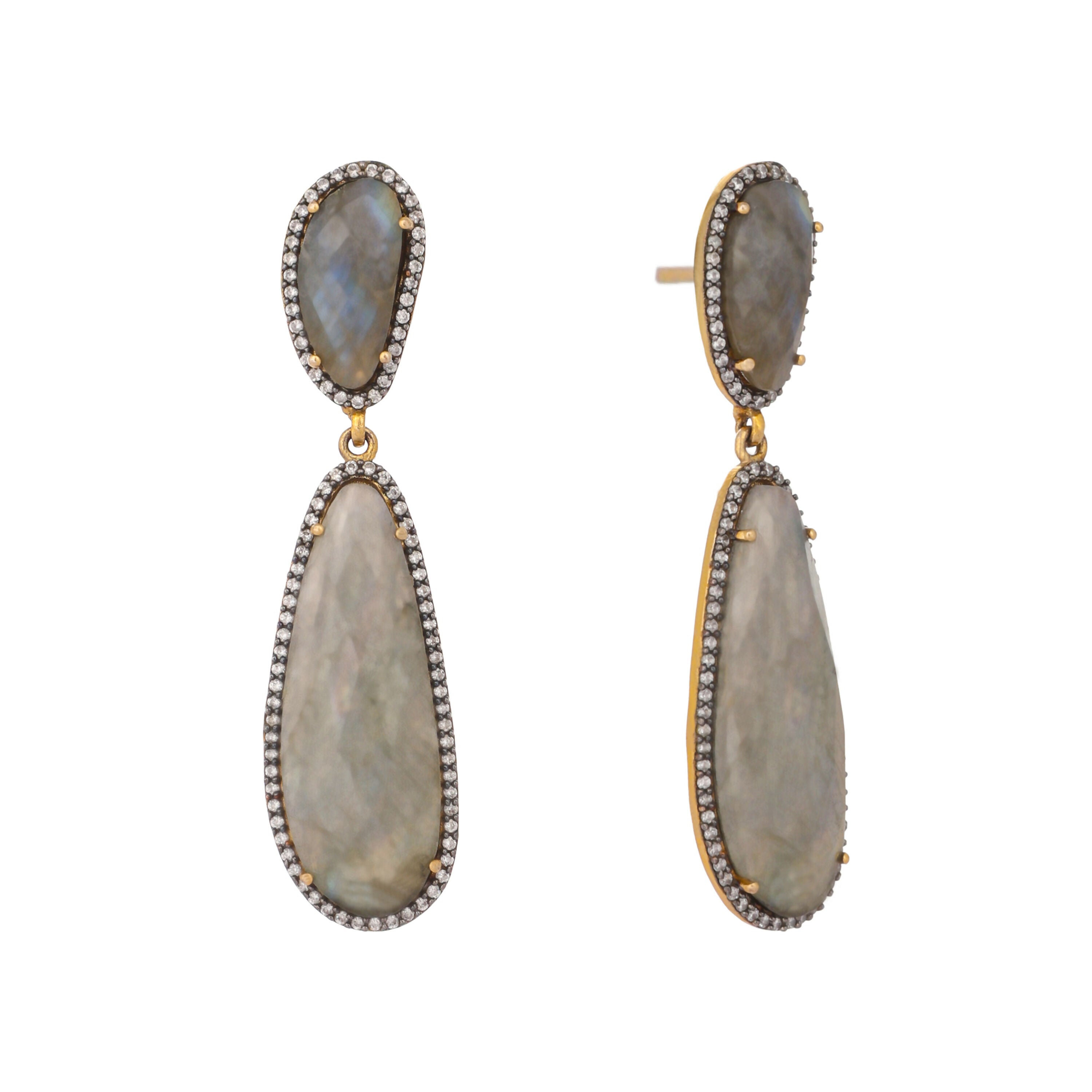 Nuyug 22K Gold Plated Labradorite Stone Contemporary Drop Earrings - Distacart