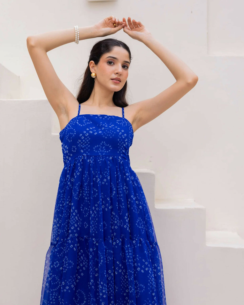 Aayaa Designer crape hand work Multi indo western - Blue