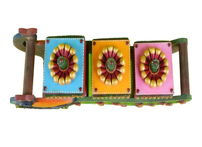 Kundan HandiKrafts Mdf Peacock Dry Fruit 3 Compartment