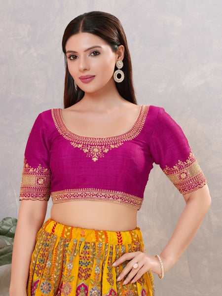 Joban Fashion Women Silk Purple Stitched Blouse