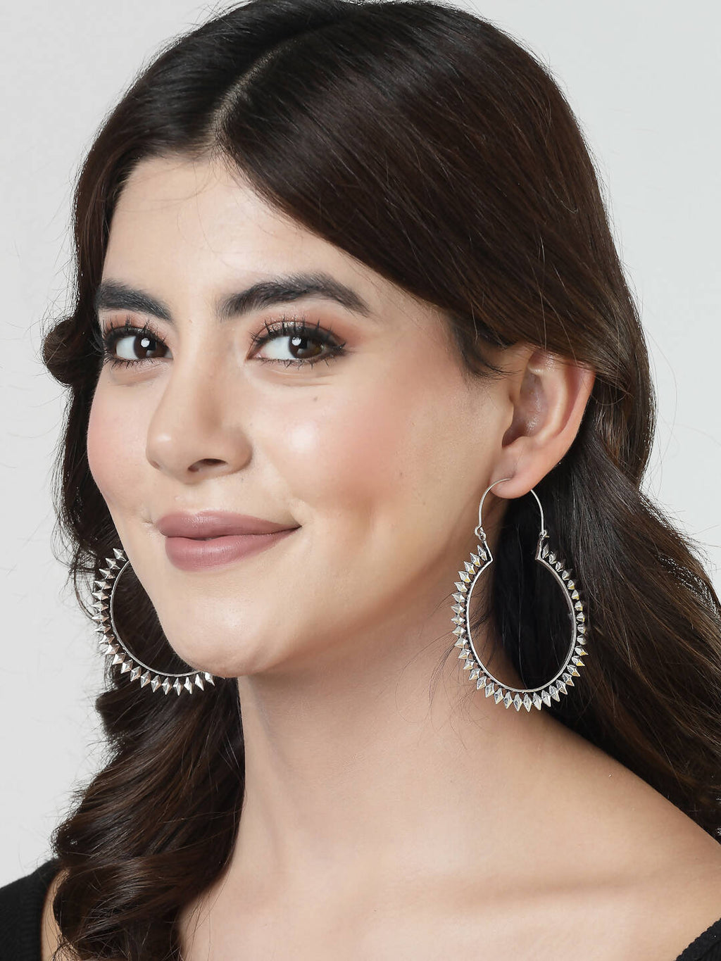 NVR Women Silver Full Circular Hoop Earrings - Distacart