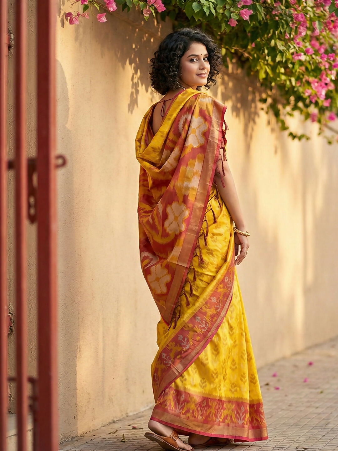 Shree Shyam Fashion Yellow Pochampally Silk Saree - Distacart