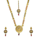 Gold-Polished Alloy Long Laxmi Pendant Necklace Set - The Pari