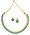 Gold-Polished Alloy American Diamond Green Necklace Set - The Pari