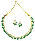 Gold-Polished Alloy American Diamond Green Necklace Set - The Pari