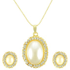 Gold-Polished Alloy Pearl Drop Pendant Set - The Pari