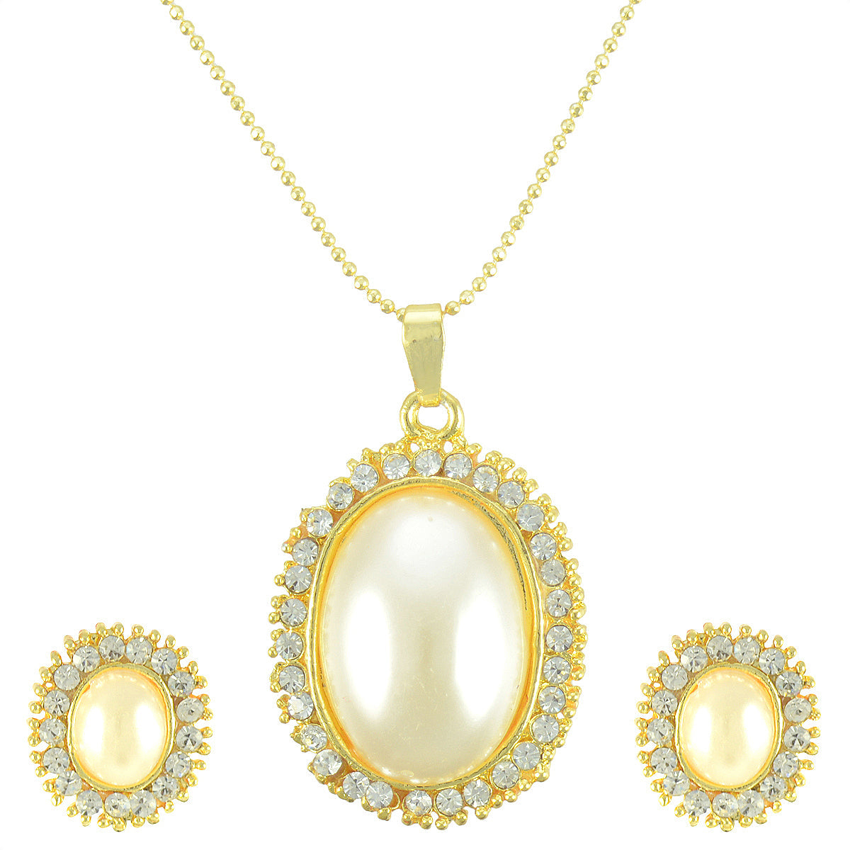 Gold-Polished Alloy Pearl Drop Pendant Set - The Pari