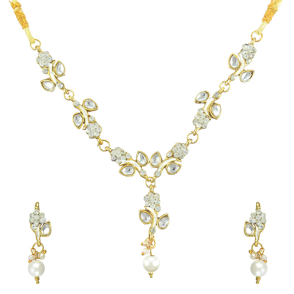 Gold-Polished Alloy Simple And Stylish Necklace Set - The Pari