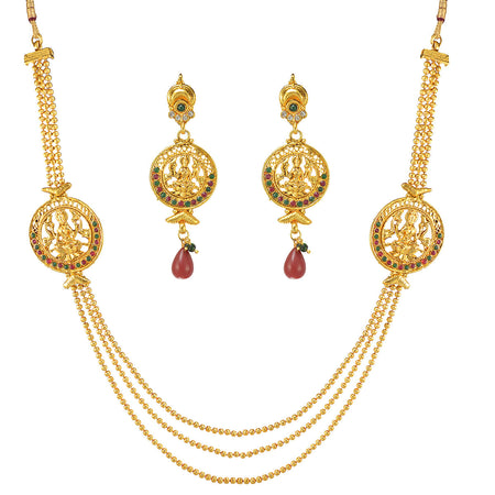 Gold-Polished Alloy Long Layered Goddess Necklace - The Pari