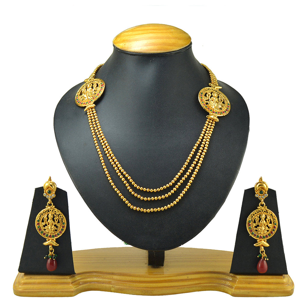 Gold-Polished Alloy Long Layered Goddess Necklace - The Pari
