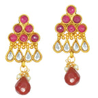 Gold-Polished Alloy Ruby Colour Stone Studded Choker Necklace Set - The Pari