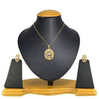 Gold-Polished Alloy Rhinestones Studded Pendant Set - The Pari