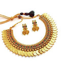 Gold-Polished Alloy Temple Jewellery Coin Choker Necklace - The Pari