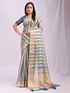 Shree Shyam Fashion Organza Sky Blue Saree - Distacart