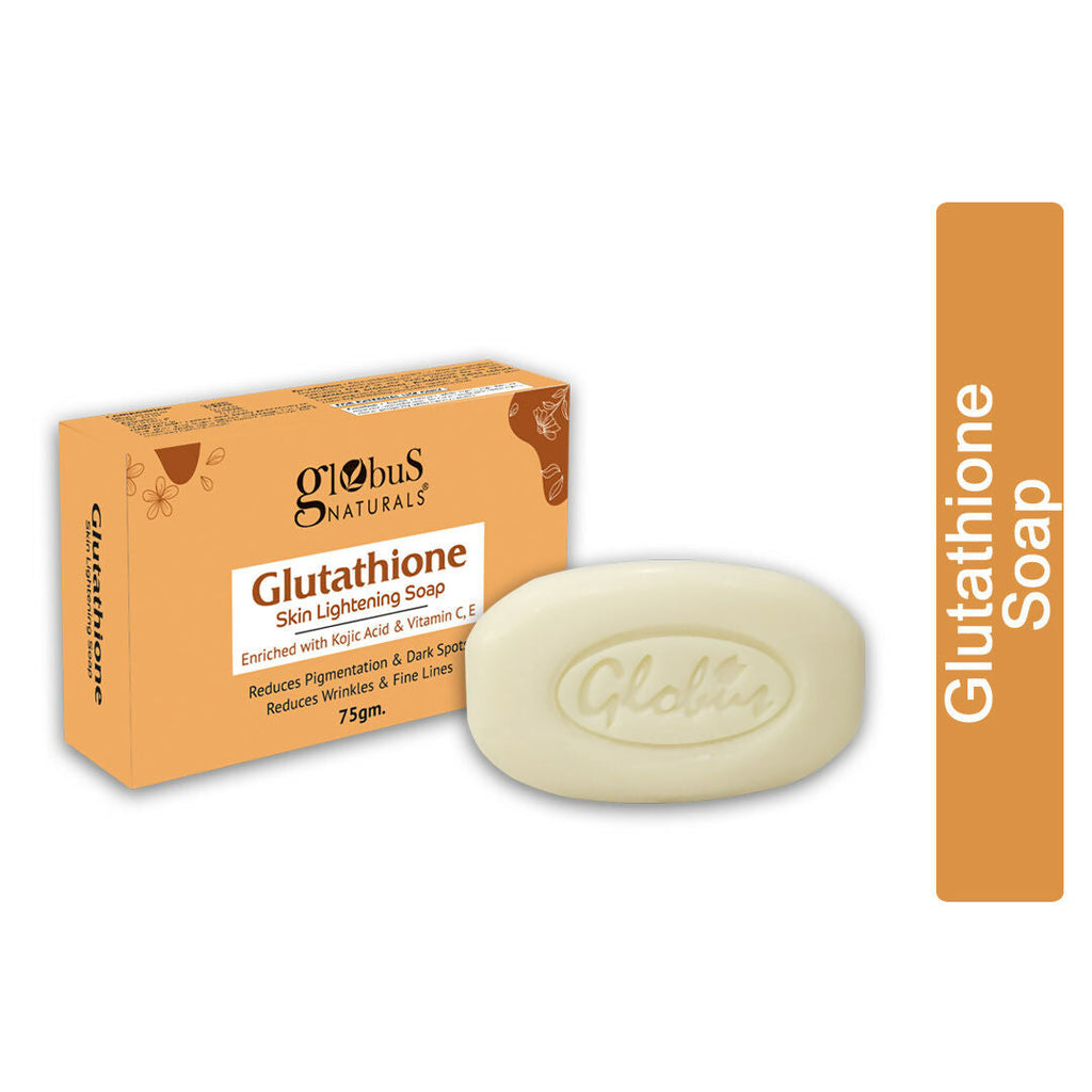 Globus Naturals Glutathione Skin Lightening Soap Enriched with Kojic Acid & Vitamin C, E, Reduces Dark Spots, Wrinkles & Fine Lines - Distacart