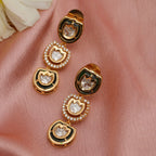 Meenakari and Diamond Studded Dangler Earrings (Gold) - Ruby Raang - Distacart