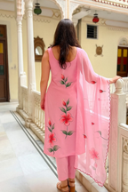 The52 Pink Women's Gorgeous Printed Viscose Fabric Straight Kurta Pant with Dupatta Set - Distacart