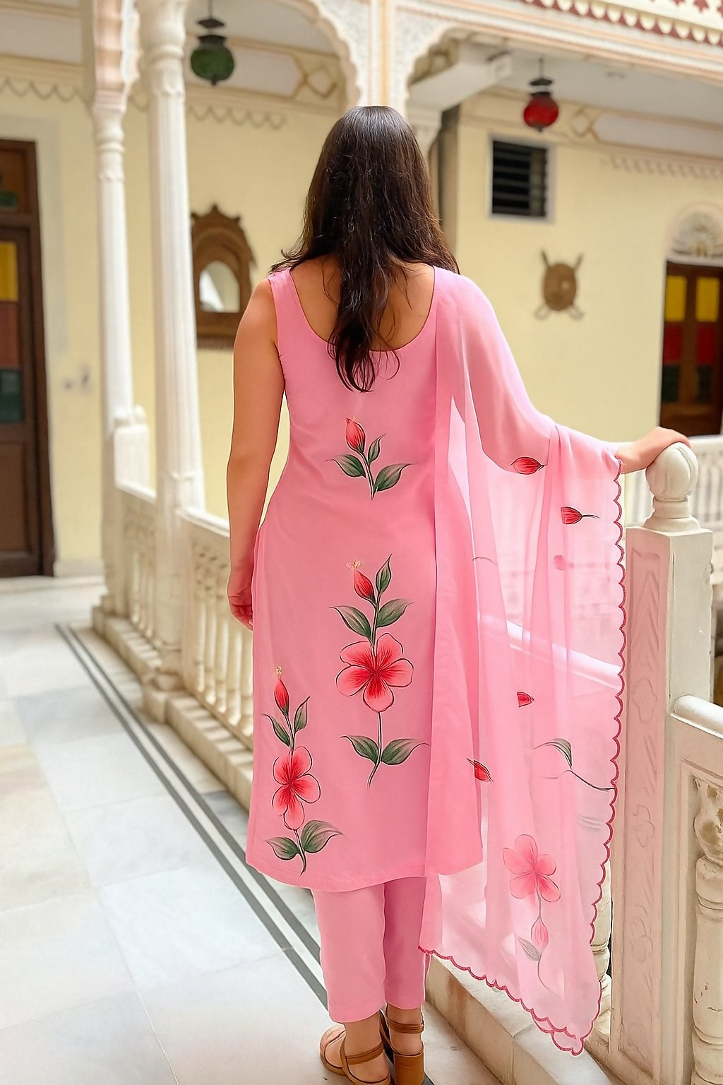 The52 Pink Women's Gorgeous Printed Viscose Fabric Straight Kurta Pant with Dupatta Set - Distacart