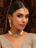 Ruby Raang Floral Kundan Studded Jewellery Set