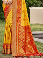 Shree Shyam Fashion Pochampalli Silk Yellow Saree - Distacart