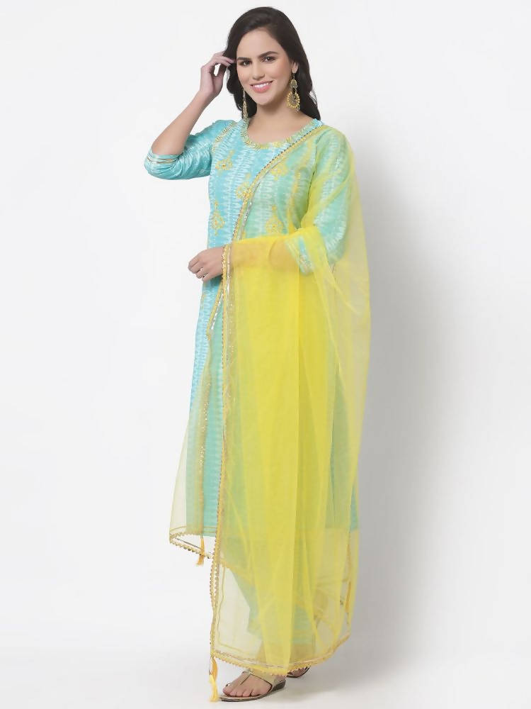 Myshka Women's Cotton Printed 3/4 Sleeve Round Neck Casual Kurta Pant Dupatta Set