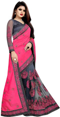 Dishitha Creation Indian Women's Designer Embroidered Art Silk Saree - Pink