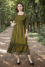 Souchii Black Bandhani Printed Ethnic Fit & Flare Dress
